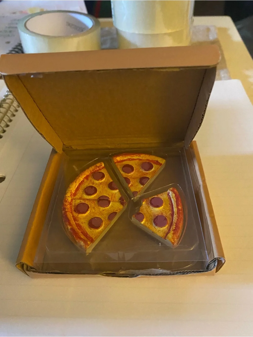 Pizza Slice Magnets in Box - Red, Green, Tan
